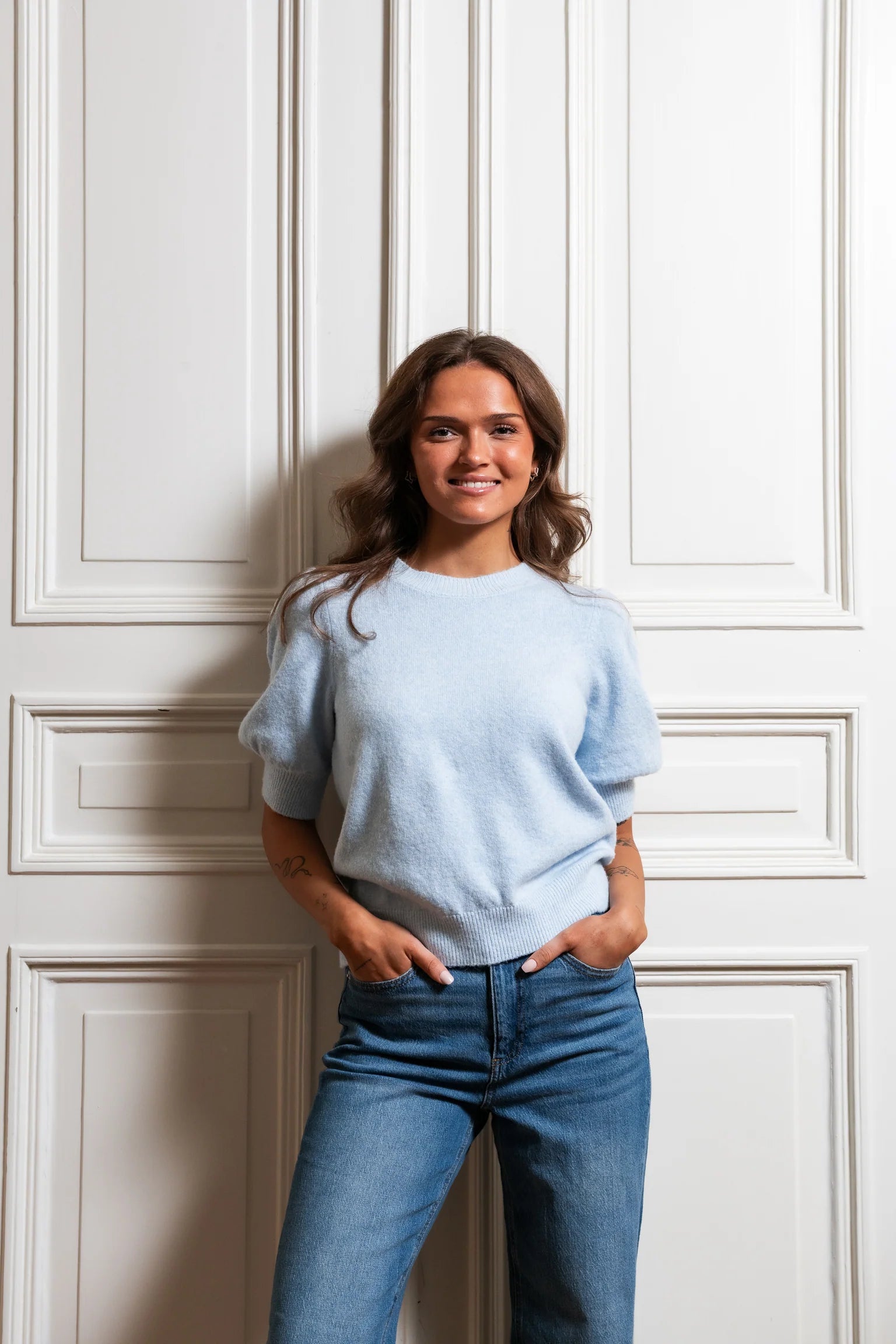 VMDOFFY 2/4 O-NECK PULLOVER - Cashmere Blue